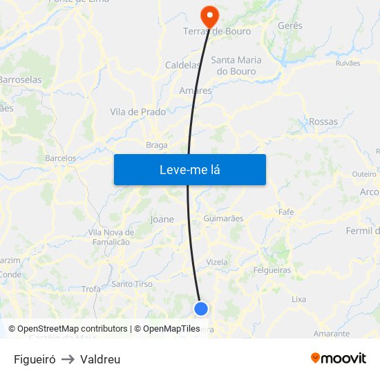 Figueiró to Valdreu map