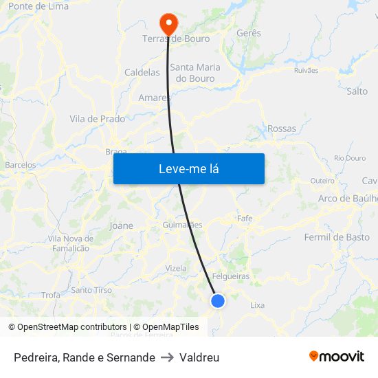 Pedreira, Rande e Sernande to Valdreu map