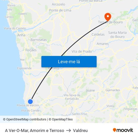 A Ver-O-Mar, Amorim e Terroso to Valdreu map