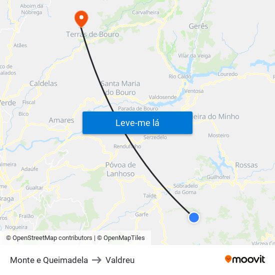 Monte e Queimadela to Valdreu map