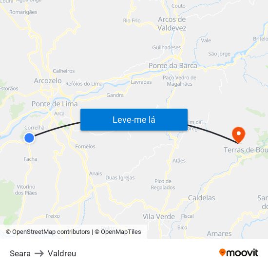 Seara to Valdreu map