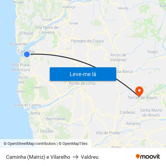 Caminha (Matriz) e Vilarelho to Valdreu map