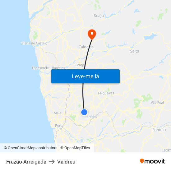 Frazão Arreigada to Valdreu map