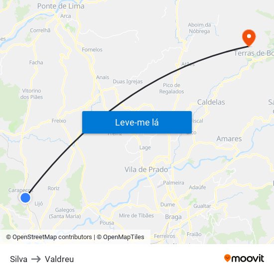 Silva to Valdreu map