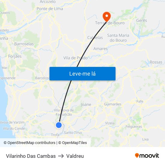 Vilarinho Das Cambas to Valdreu map