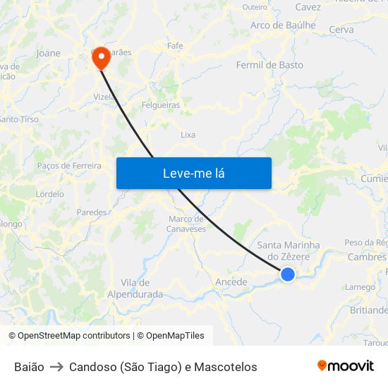 Baião to Candoso (São Tiago) e Mascotelos map