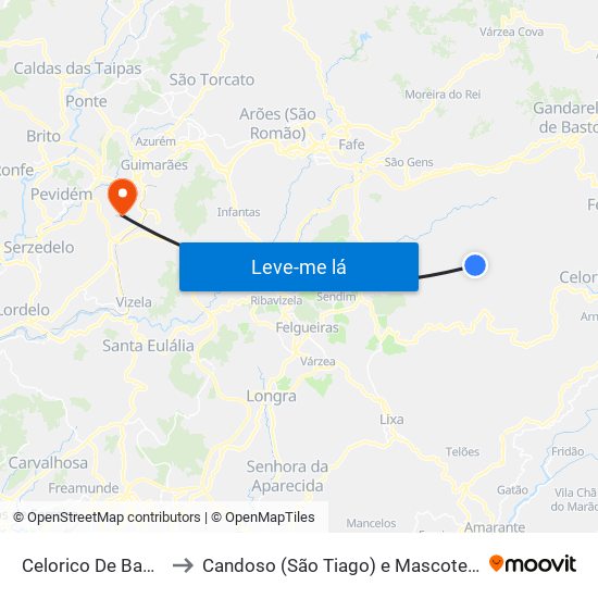 Celorico De Basto to Candoso (São Tiago) e Mascotelos map