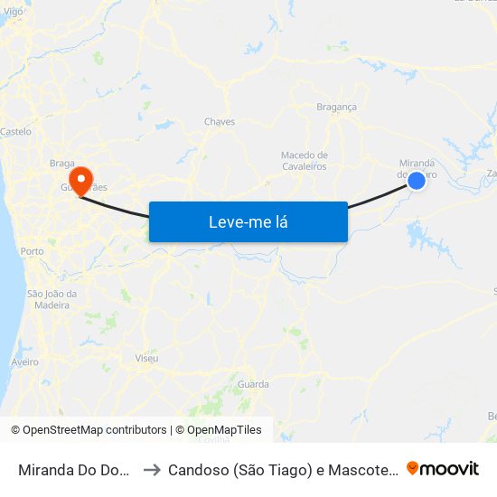 Miranda Do Douro to Candoso (São Tiago) e Mascotelos map
