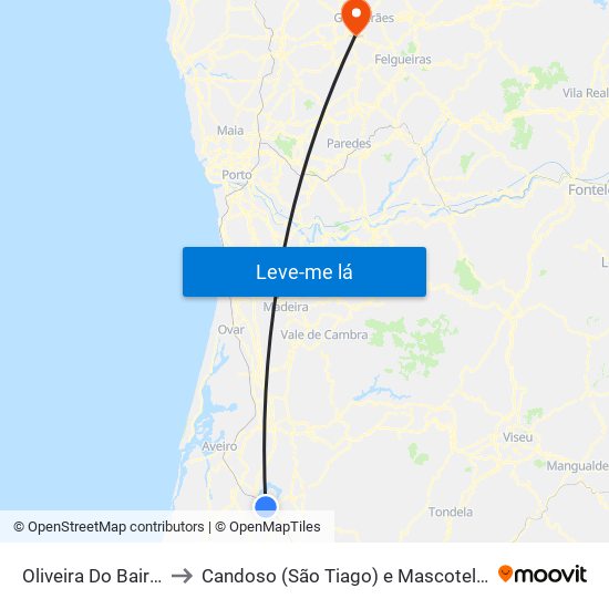 Oliveira Do Bairro to Candoso (São Tiago) e Mascotelos map