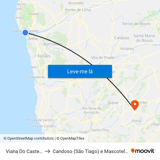 Viana Do Castelo to Candoso (São Tiago) e Mascotelos map