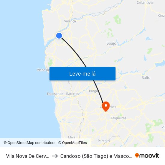 Vila Nova De Cerveira to Candoso (São Tiago) e Mascotelos map