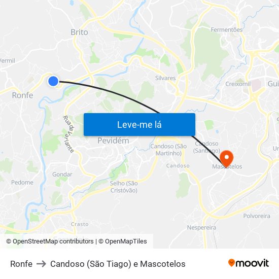 Ronfe to Candoso (São Tiago) e Mascotelos map