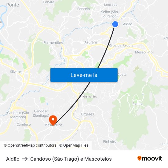 Aldão to Candoso (São Tiago) e Mascotelos map