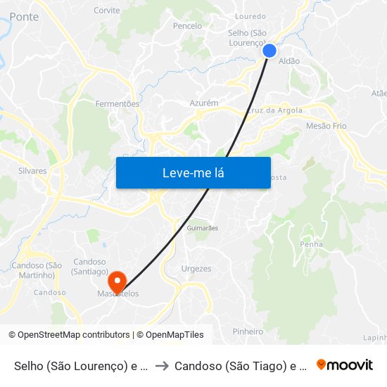 Selho (São Lourenço) e Gominhães to Candoso (São Tiago) e Mascotelos map