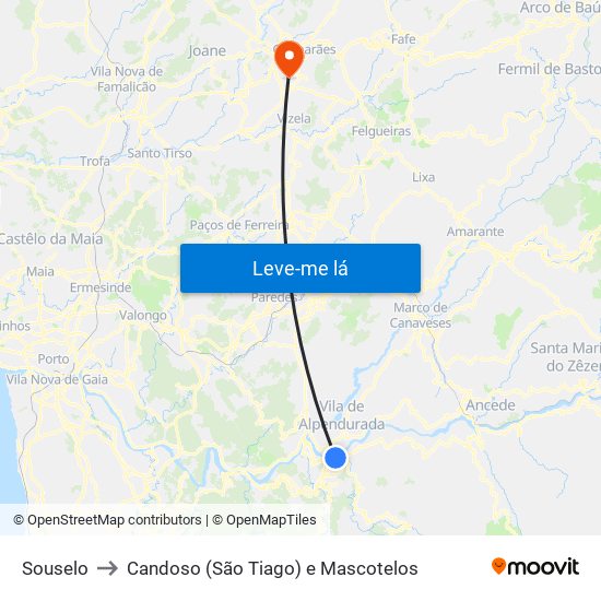 Souselo to Candoso (São Tiago) e Mascotelos map