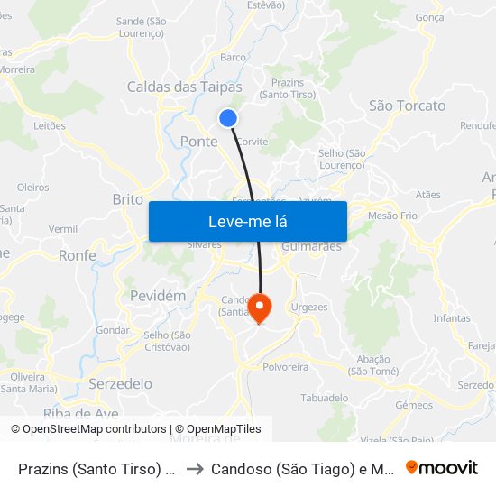 Prazins (Santo Tirso) e Corvite to Candoso (São Tiago) e Mascotelos map