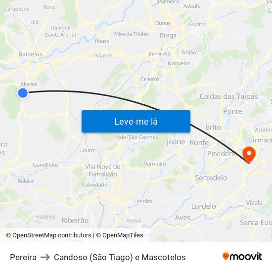 Pereira to Candoso (São Tiago) e Mascotelos map