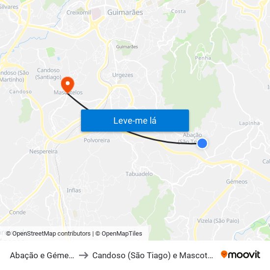 Abação e Gémeos to Candoso (São Tiago) e Mascotelos map