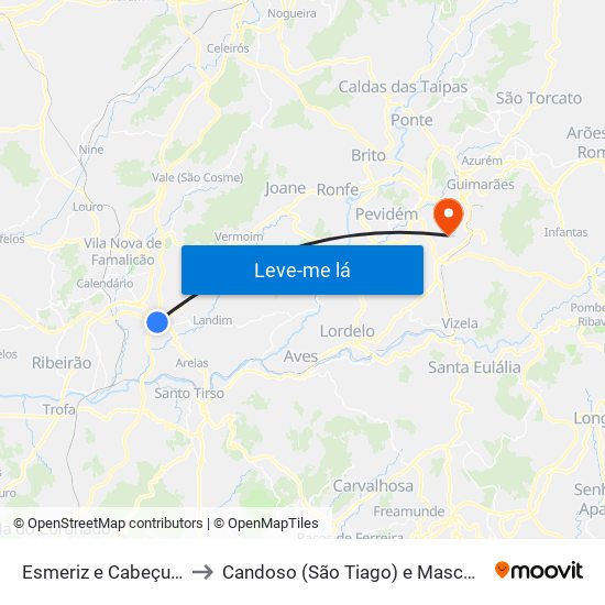 Esmeriz e Cabeçudos to Candoso (São Tiago) e Mascotelos map