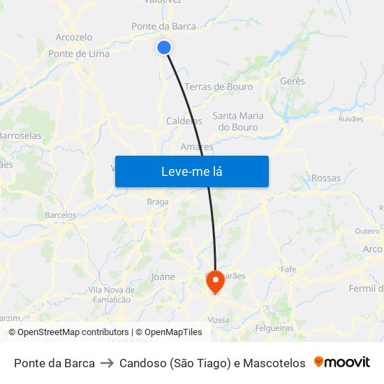 Ponte da Barca to Candoso (São Tiago) e Mascotelos map