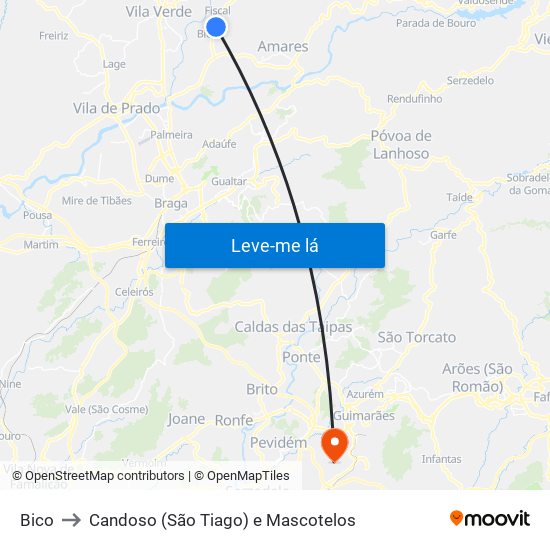 Bico to Candoso (São Tiago) e Mascotelos map