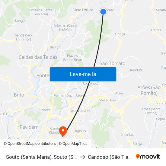 Souto (Santa Maria), Souto (São Salvador) e Gondomar to Candoso (São Tiago) e Mascotelos map