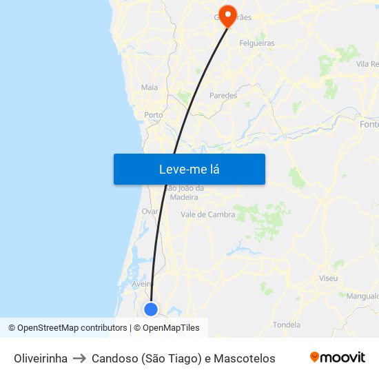 Oliveirinha to Candoso (São Tiago) e Mascotelos map