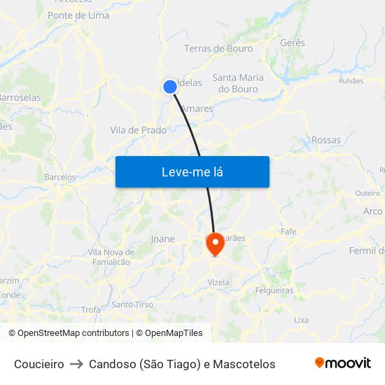 Coucieiro to Candoso (São Tiago) e Mascotelos map