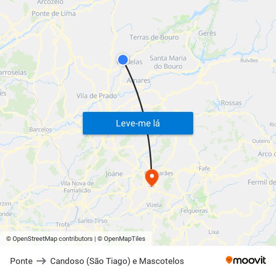 Ponte to Candoso (São Tiago) e Mascotelos map