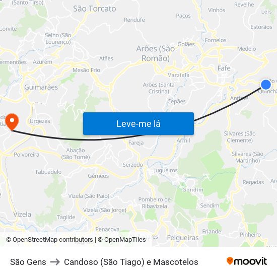 São Gens to Candoso (São Tiago) e Mascotelos map