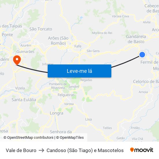 Vale de Bouro to Candoso (São Tiago) e Mascotelos map