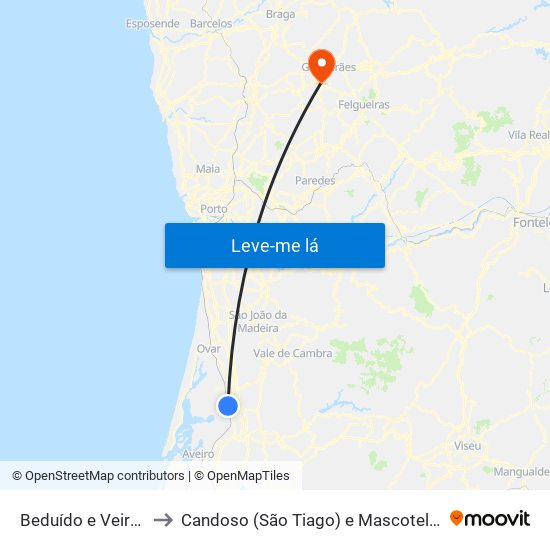 Beduído e Veiros to Candoso (São Tiago) e Mascotelos map