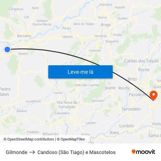 Gilmonde to Candoso (São Tiago) e Mascotelos map