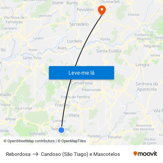 Rebordosa to Candoso (São Tiago) e Mascotelos map