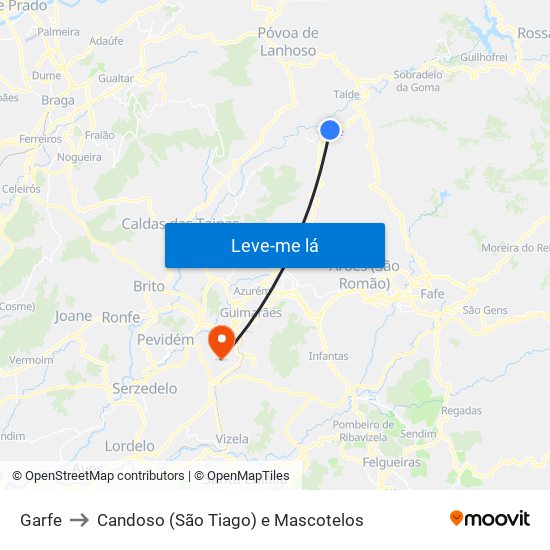 Garfe to Candoso (São Tiago) e Mascotelos map