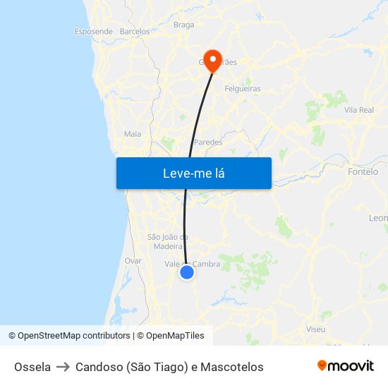 Ossela to Candoso (São Tiago) e Mascotelos map