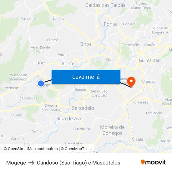 Mogege to Candoso (São Tiago) e Mascotelos map