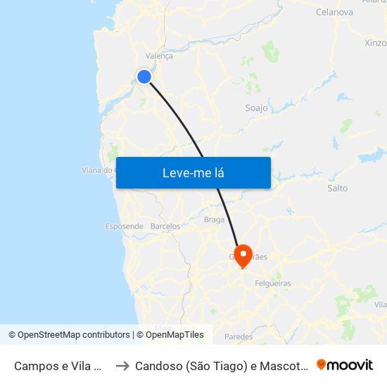 Campos e Vila Meã to Candoso (São Tiago) e Mascotelos map