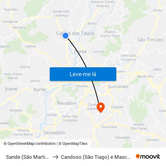 Sande (São Martinho) to Candoso (São Tiago) e Mascotelos map