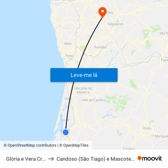 Glória e Vera Cruz to Candoso (São Tiago) e Mascotelos map