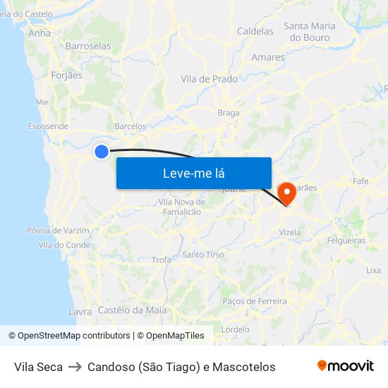 Vila Seca to Candoso (São Tiago) e Mascotelos map