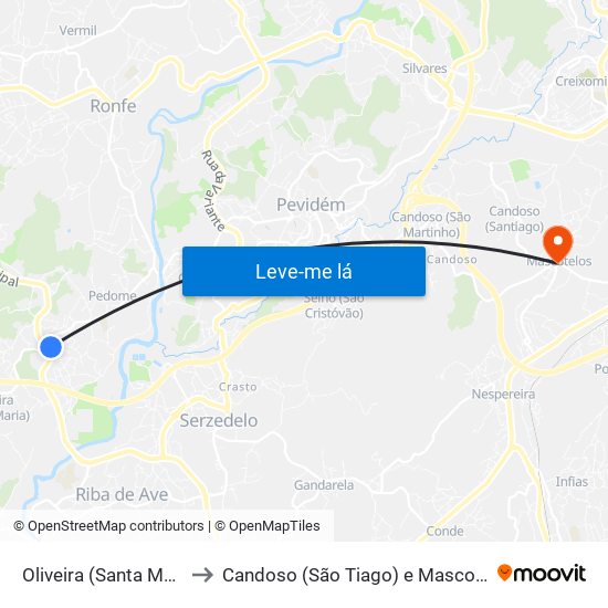 Oliveira (Santa Maria) to Candoso (São Tiago) e Mascotelos map