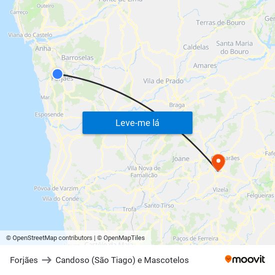 Forjães to Candoso (São Tiago) e Mascotelos map