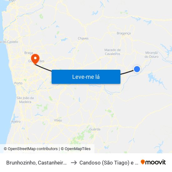 Brunhozinho, Castanheira e Sanhoane to Candoso (São Tiago) e Mascotelos map