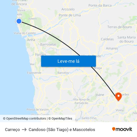 Carreço to Candoso (São Tiago) e Mascotelos map
