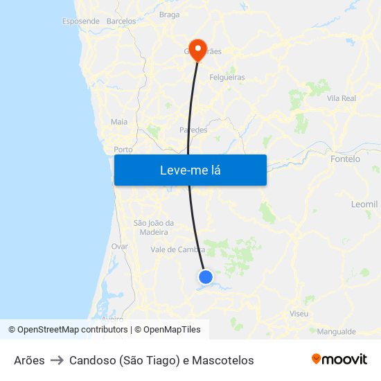 Arões to Candoso (São Tiago) e Mascotelos map