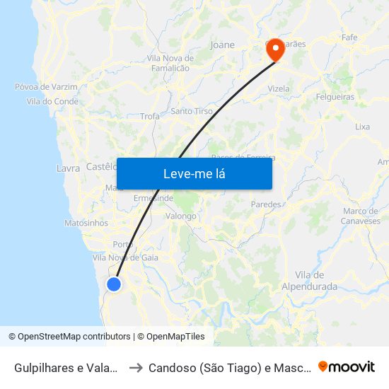 Gulpilhares e Valadares to Candoso (São Tiago) e Mascotelos map