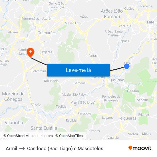 Armil to Candoso (São Tiago) e Mascotelos map