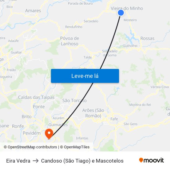 Eira Vedra to Candoso (São Tiago) e Mascotelos map