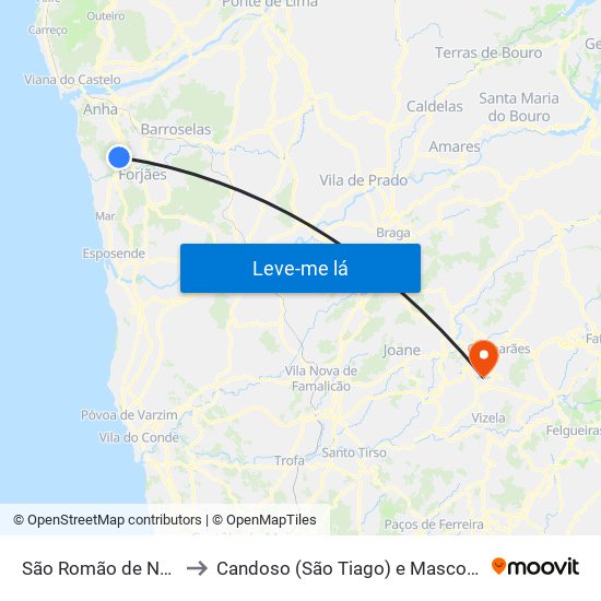 São Romão de Neiva to Candoso (São Tiago) e Mascotelos map